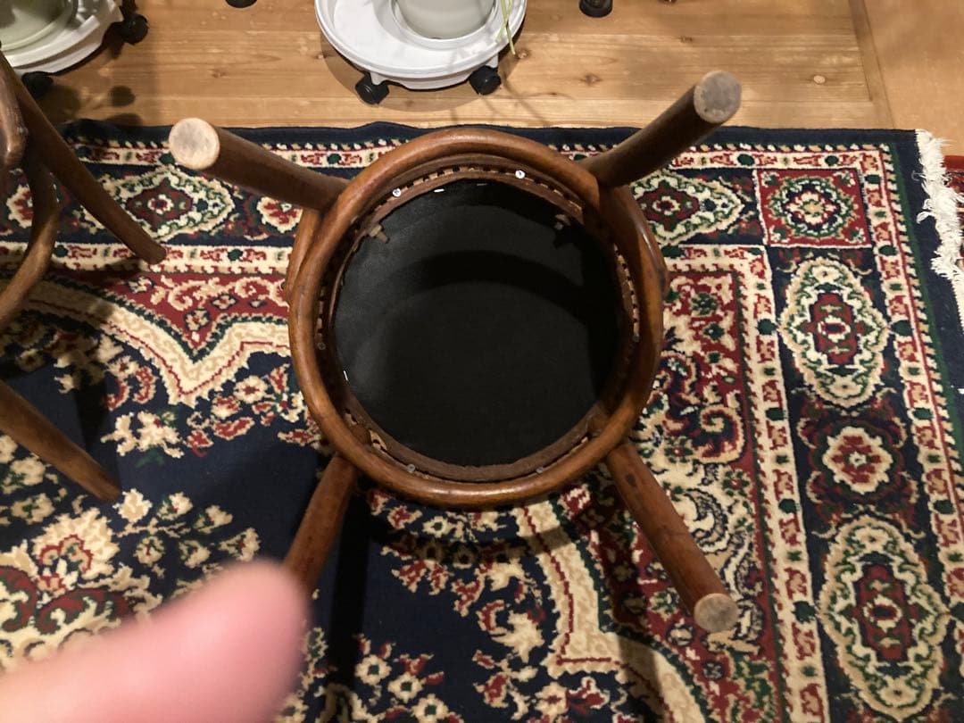 昭和レトロ　秋田木工　小型ダイニングチェア　昭和30年頃　旧ロコプレート　2脚