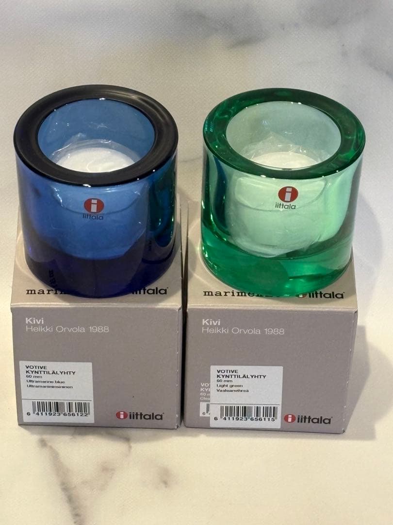 イッタラkivi 60mmライトグリーン・ウルトラマリンブルー　廃盤色2個セット