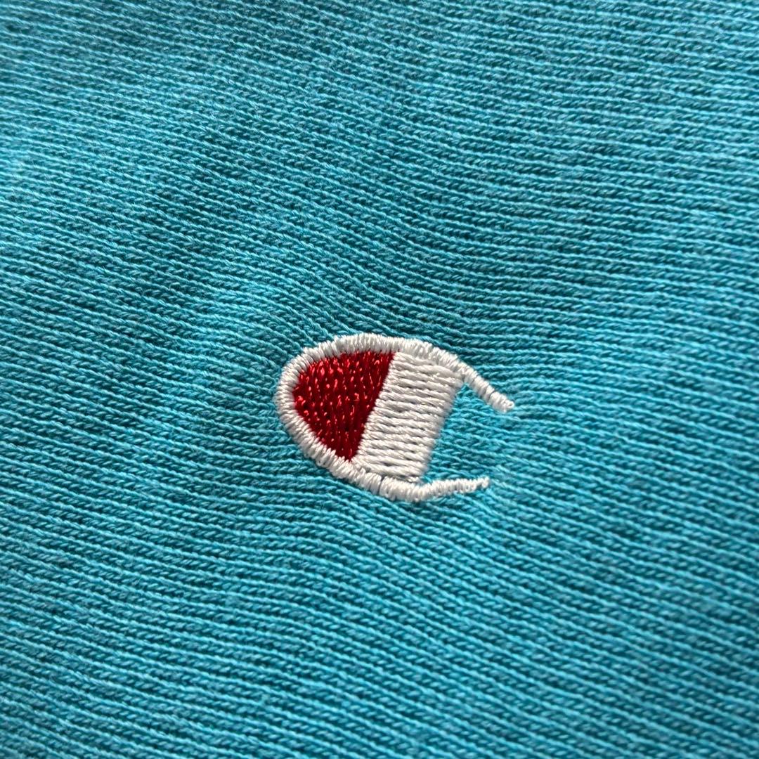 【Champion】90s 刺繍タグ リバースウィーブ ターコイズ L USA製