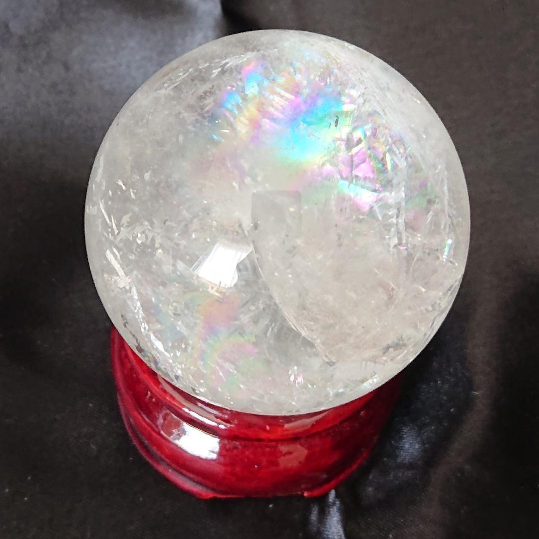 水晶玉　天然石　天然石レインボー虹色水晶丸玉　観賞石　パワーストーン　新品未使用