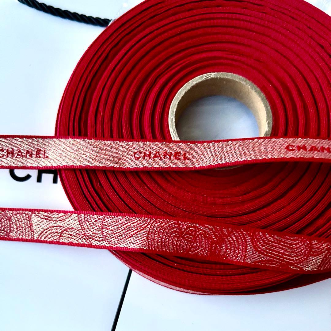 正規品　シャネル　2023年新年限定　ラッピングリボン　レッド　両面柄