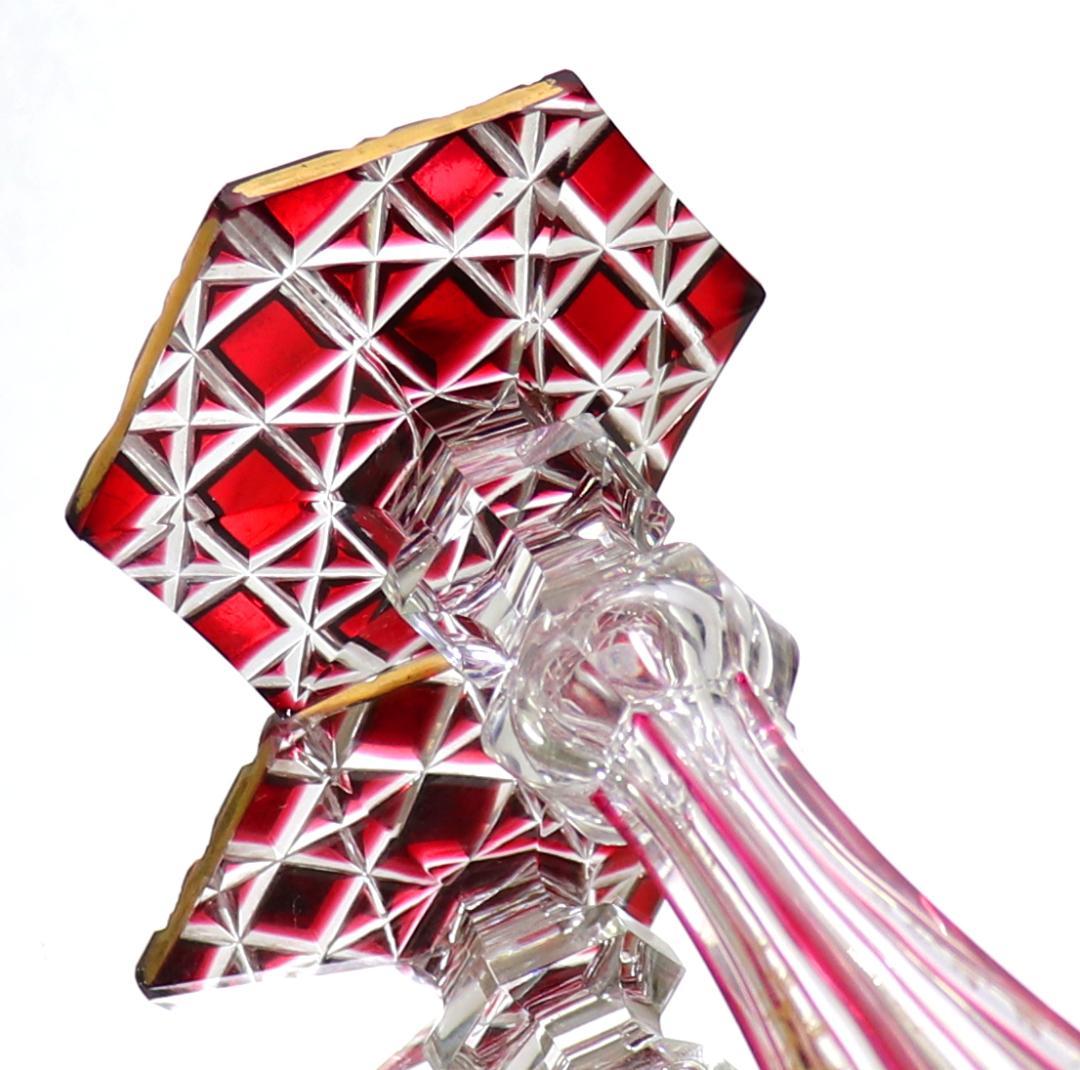 オールド・バカラ 超希少 アンピール様式 金赤金彩装飾 切子 花瓶 壺 ゴールド