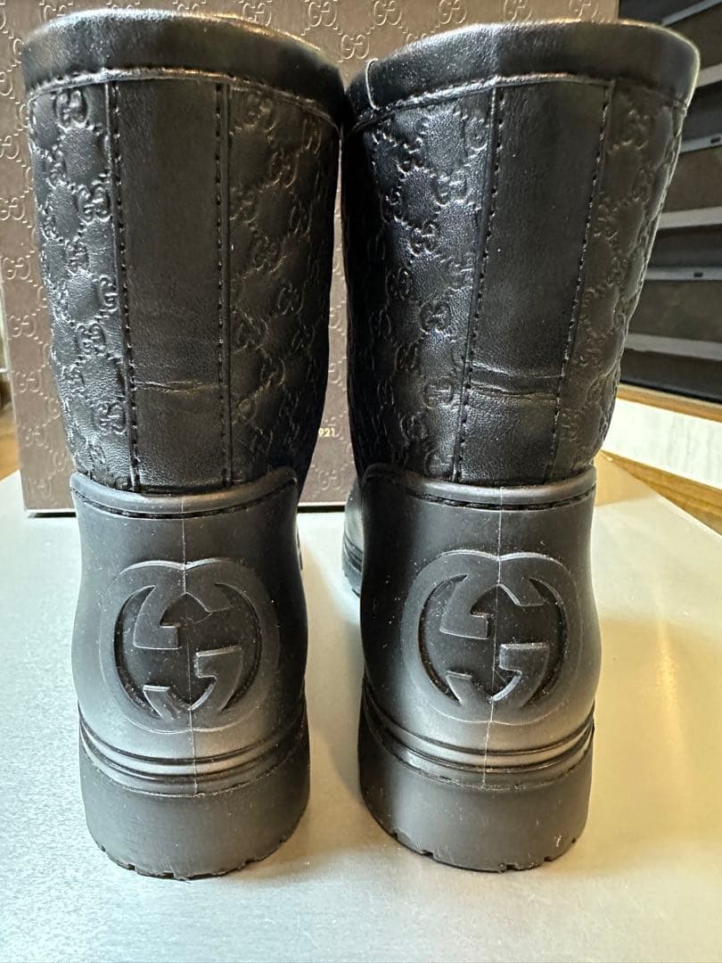 グッチ　レインショートブーツ　ブラック