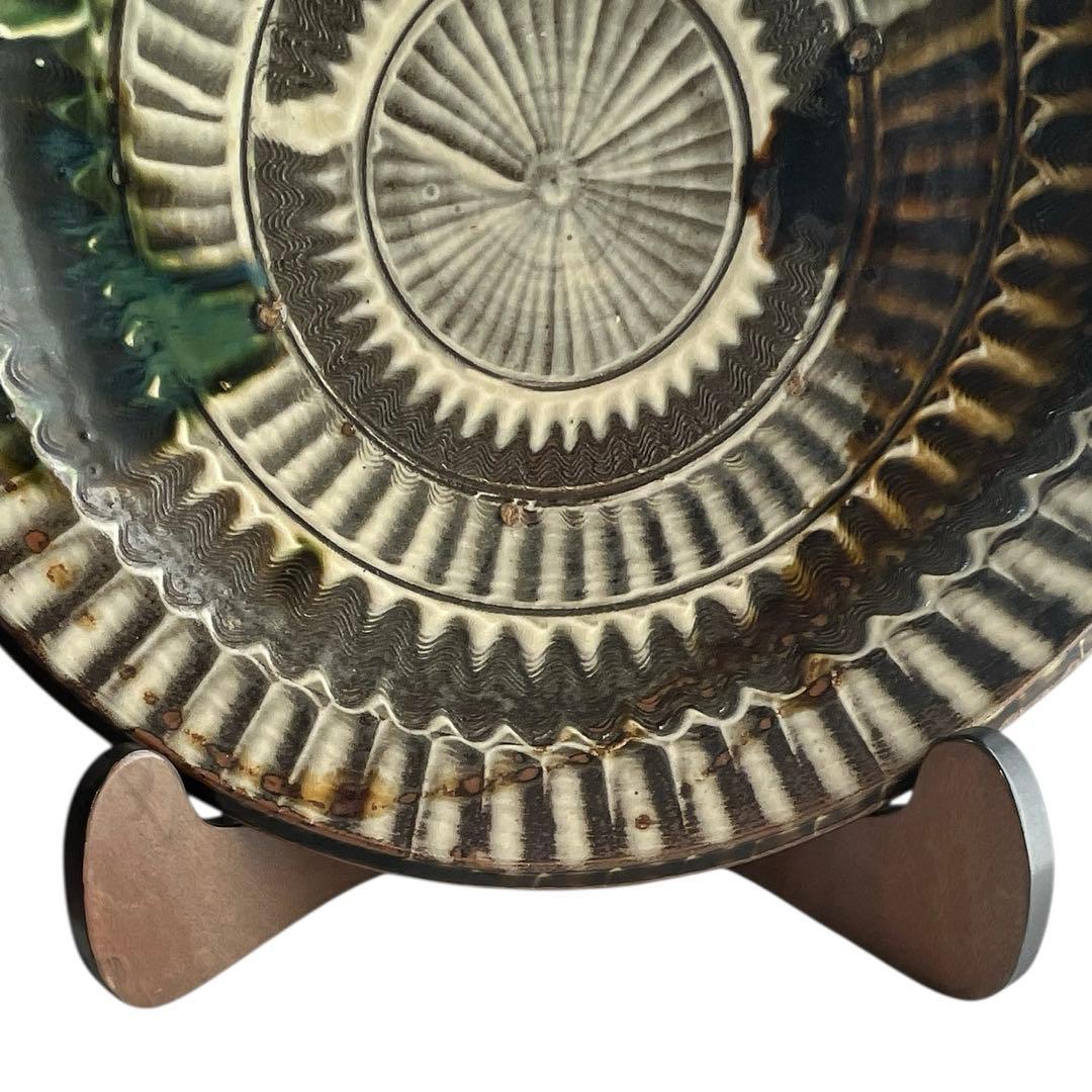 小石原焼 大皿 40cm 飛び鉋文様 お皿立て付き