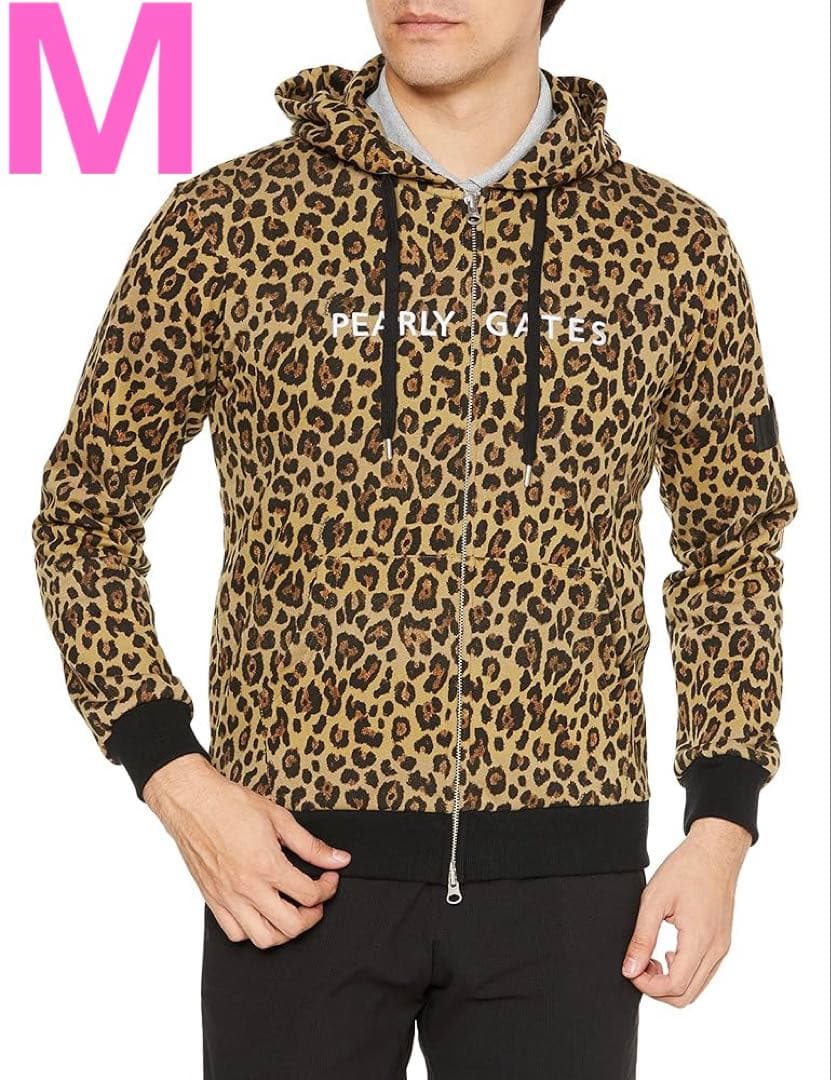 【新品】パーリーゲイツPEARLYGATES/メンズ/ヒョウ柄パーカー【M】