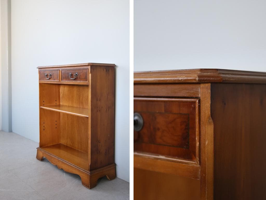 英国アンティーク木製ブックシェルフ/本棚/食器棚/飾り棚/収納ラック92-129