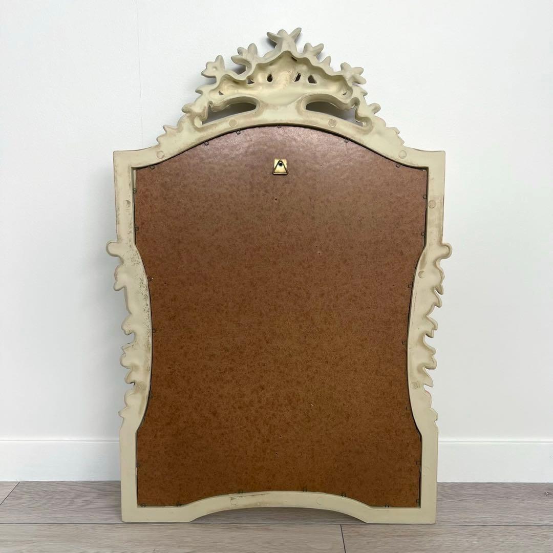 ウォールミラー　ヴィンテージ　アンティーク　壁紙　木製　フラワー　デコ