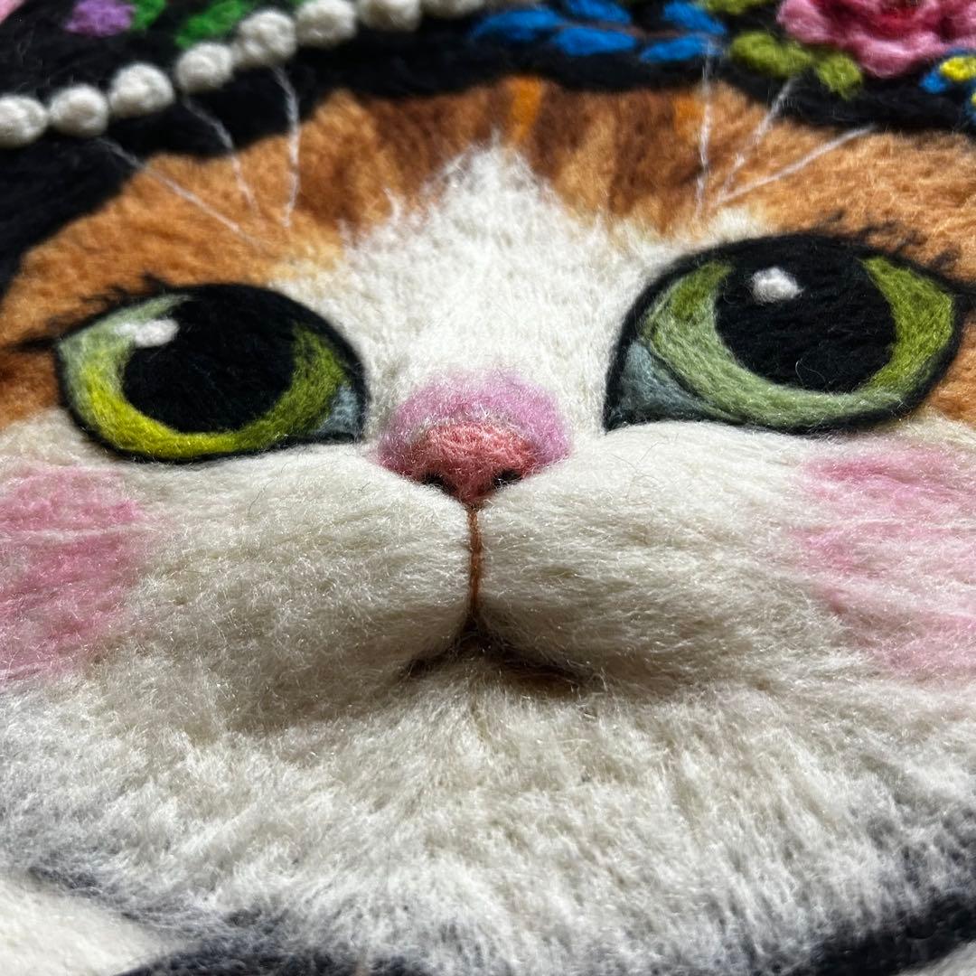 【希少❤️】ショルダータイプ　羊毛立体フェルトバッグ　ハンドメイド　猫バッグ　A4