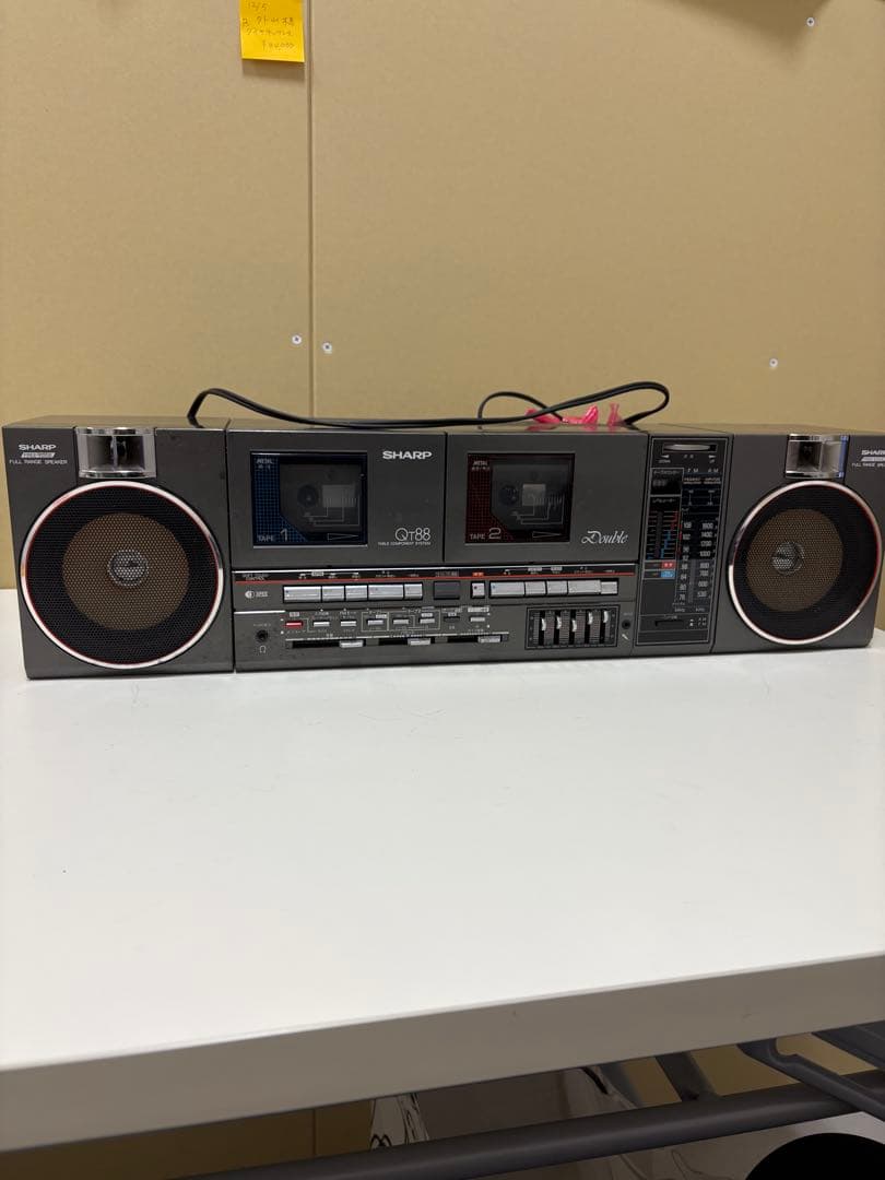 【SHARP】QT-88 ダブルカセットラジカセ 昭和レトロ 通電OK ジャンク