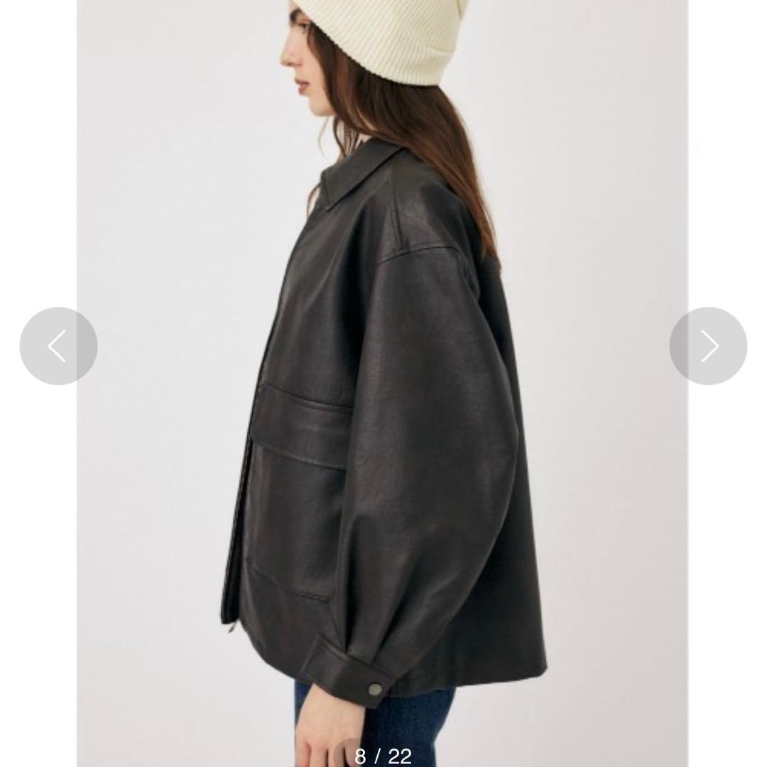 MOUSSY フェイクレザー ビッグジャケット FREE ダークブラウン