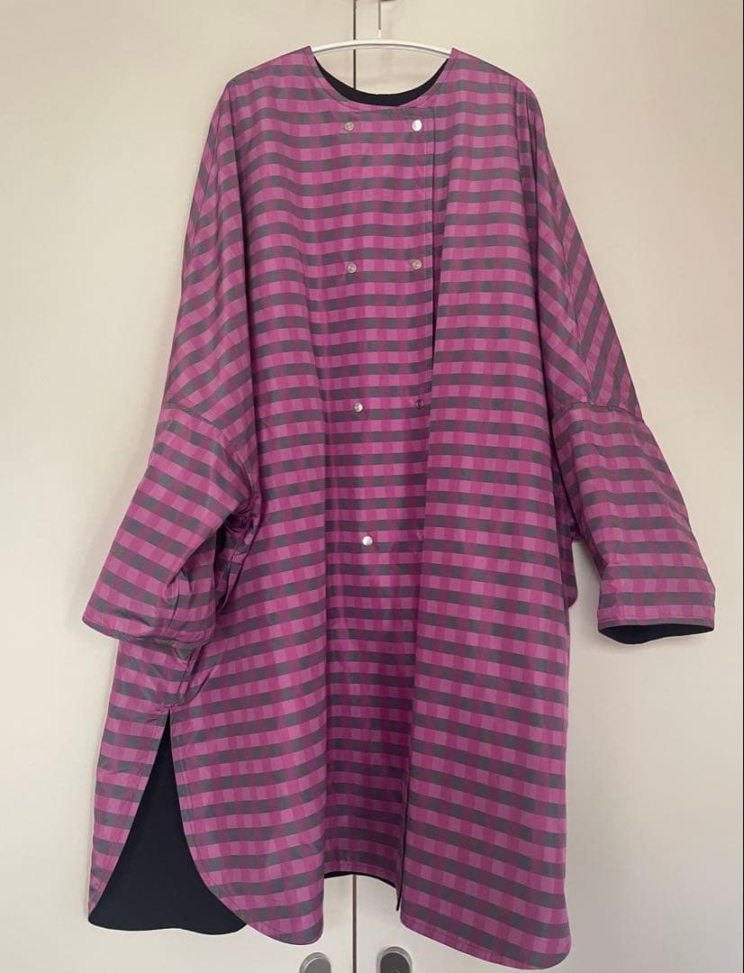 ロージーモンスター リバーシブルチェックレインポンチョコート