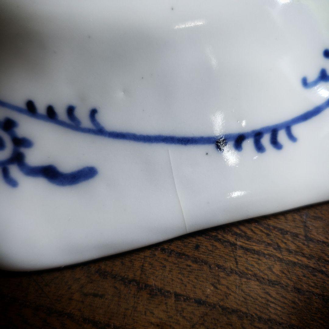 染付角皿　古伊万里　薄造　山水文様　牡丹文　唐草文　七宝繋文　江戸　明治　訳あり