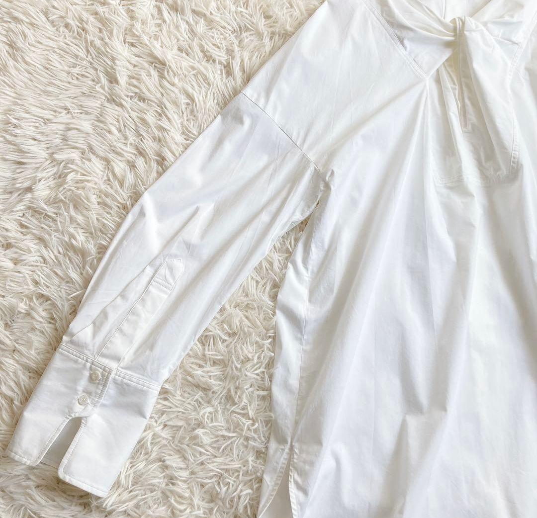 【未使用】エンフォルド フロントツイストビッグカフスオーバーサイズシャツ 白