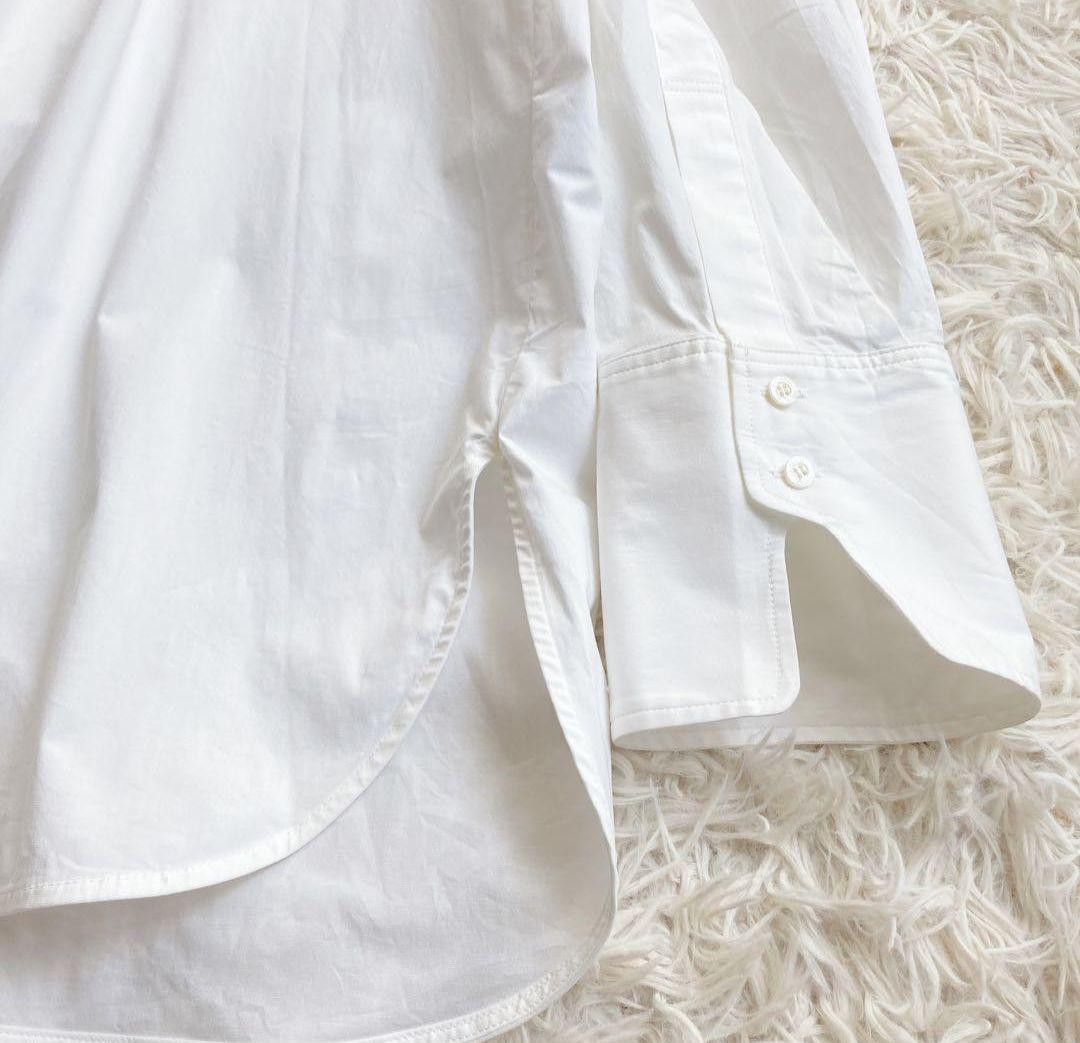 【未使用】エンフォルド フロントツイストビッグカフスオーバーサイズシャツ 白