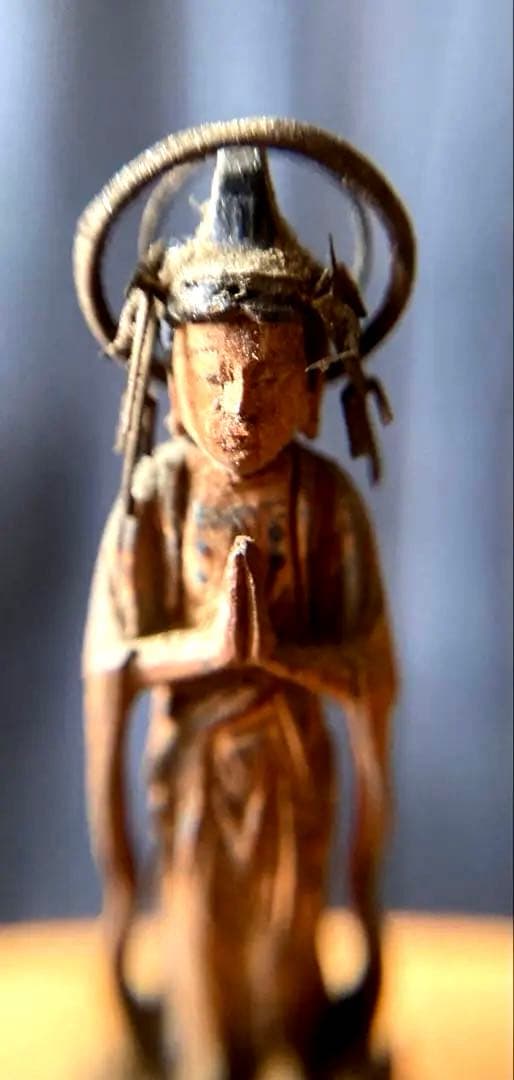 小さな　小さな合掌木彫り仏　極小木彫り仏　江戸時代