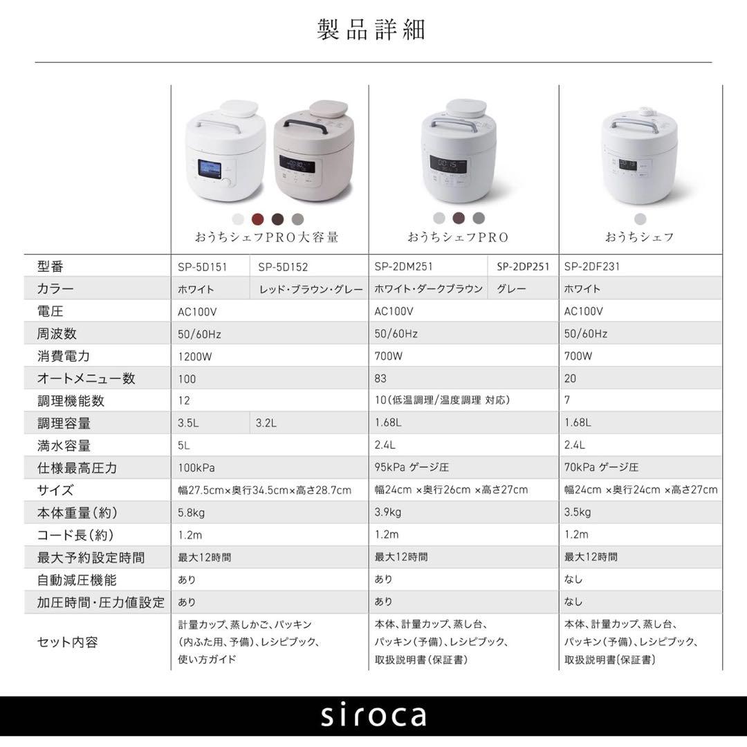 t*m様 siroca SP-5D151 電気圧力鍋