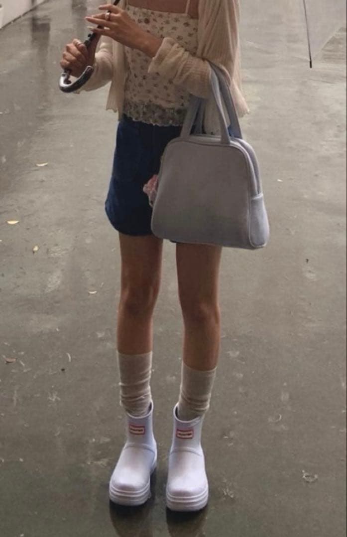 HUNTER ライトブルー ショートレインブーツ