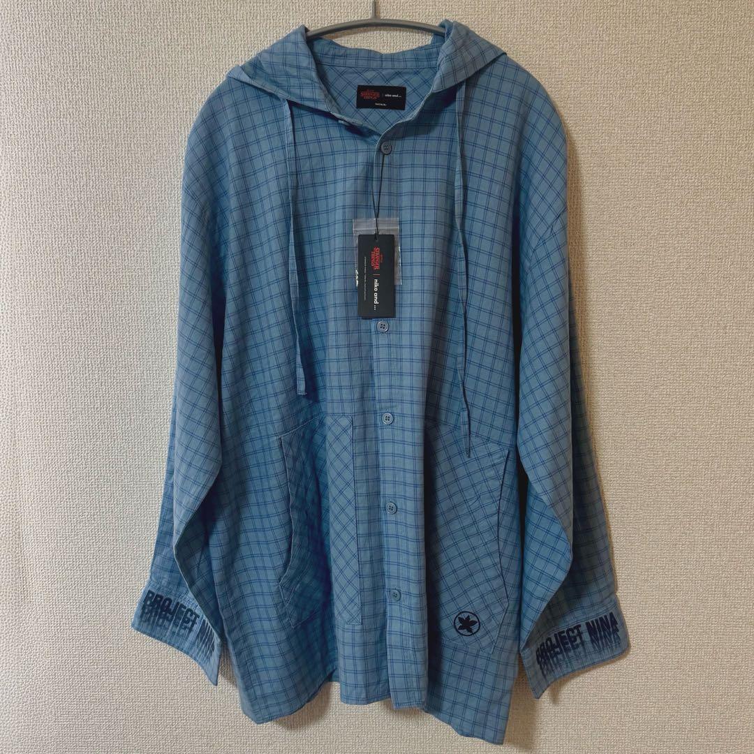 【新品未使用】ニコアンド　ストレンジャーシングス　コラボチェックフードシャツ