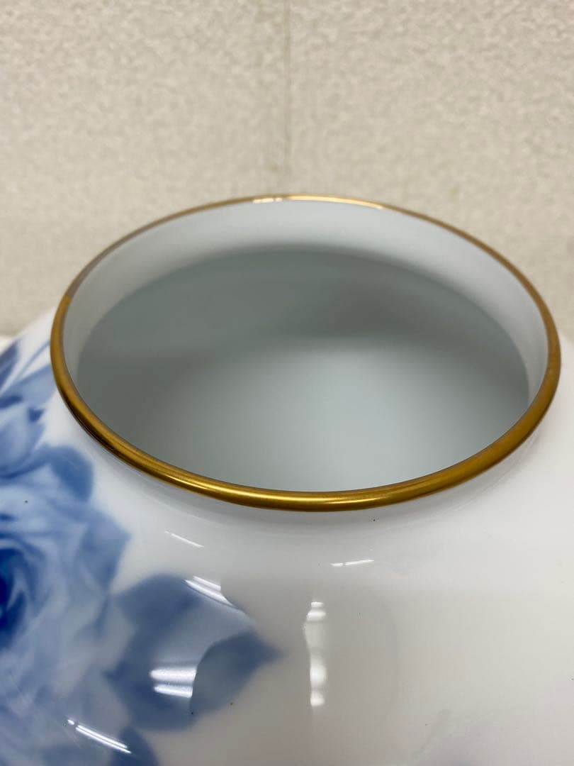 3-3288 大倉陶園　ブルーローズ花瓶