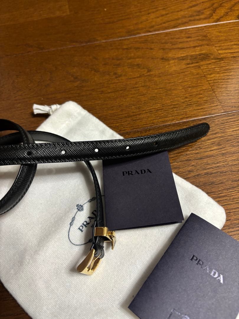 PRADA プラダ ベルト サフィアーノ レザー レディース 70cm ブラック