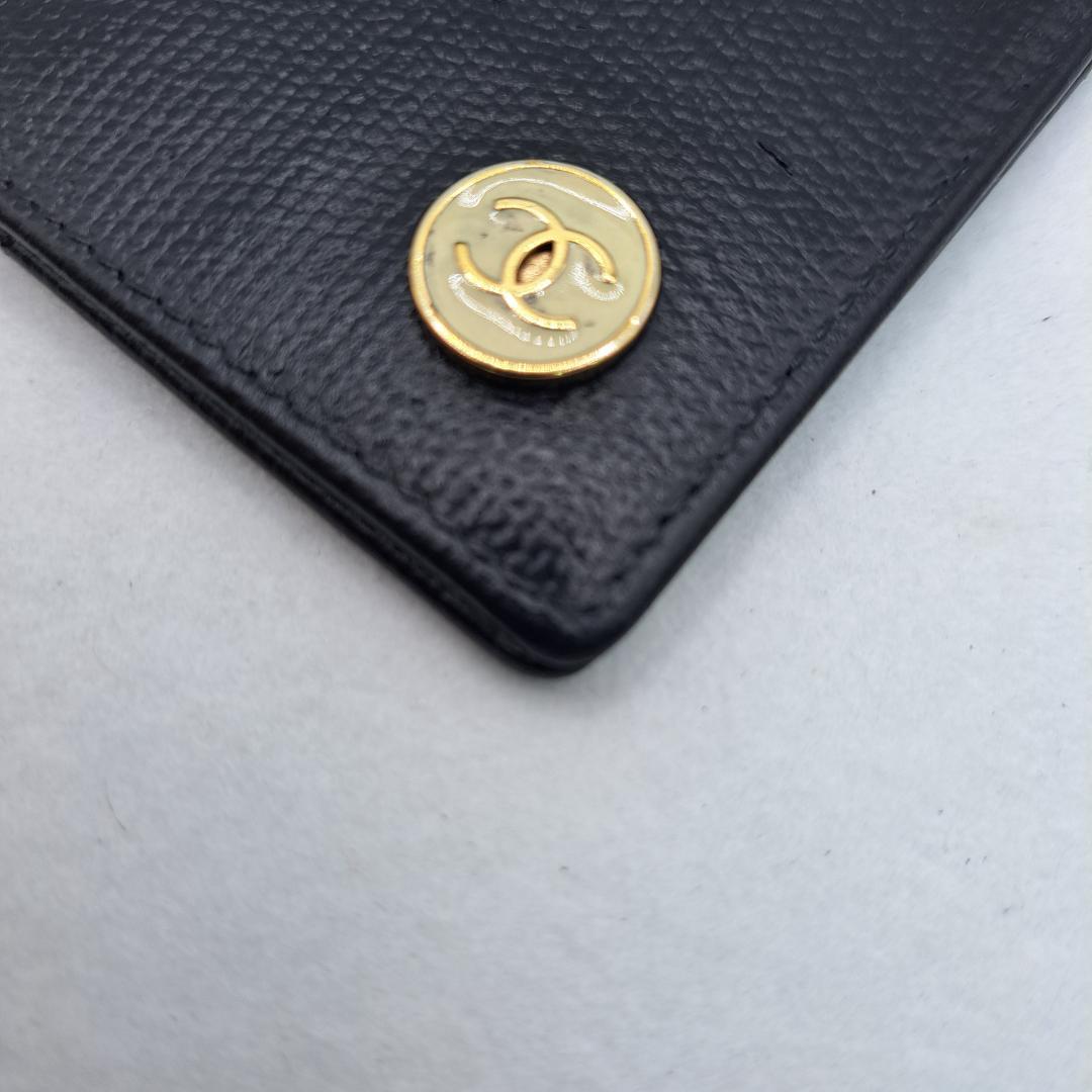 CHANEL　ココボタン　ブラック　カードケース　名刺入れ　二つ折り