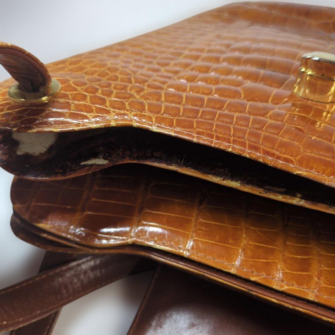 シャイニング　クロコダイル　バッグ　ブラウン　セット　サンタゴスティーノ