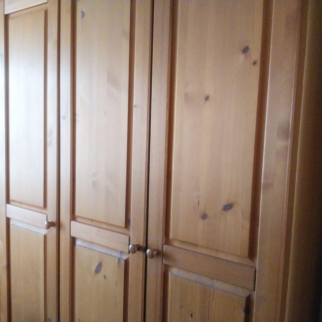 送料設置込み価格★シャルドネクローゼット ワードローブ 収納棚付 パイン材