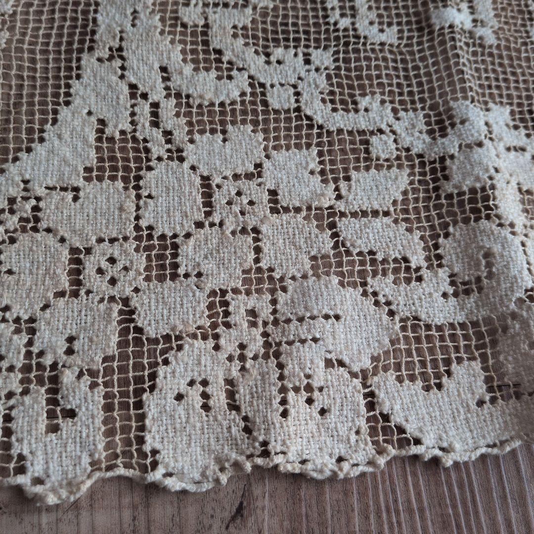 フランスヴィンテージ フィレレース 81㎝四方 テーブルクロス