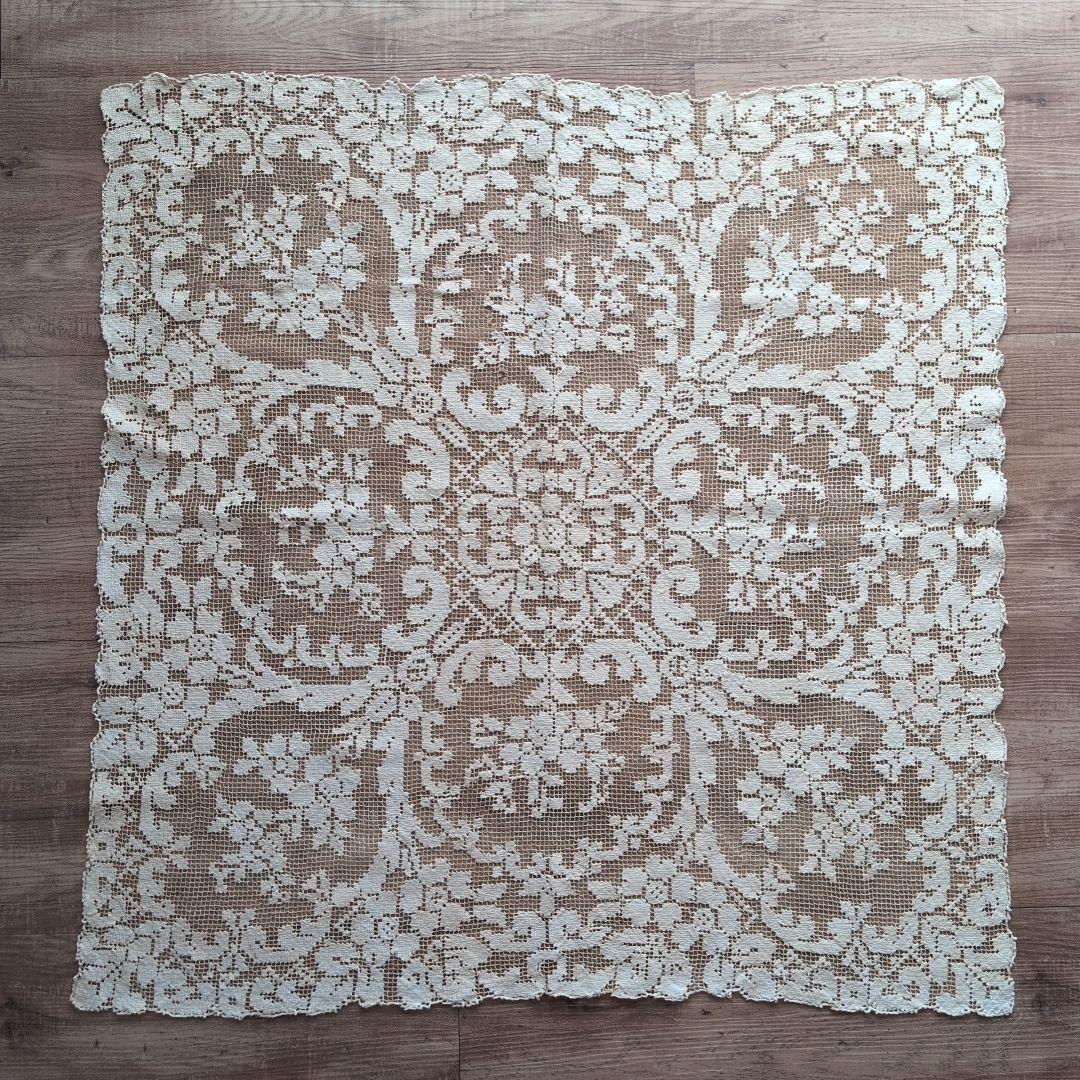 フランスヴィンテージ フィレレース 81㎝四方 テーブルクロス