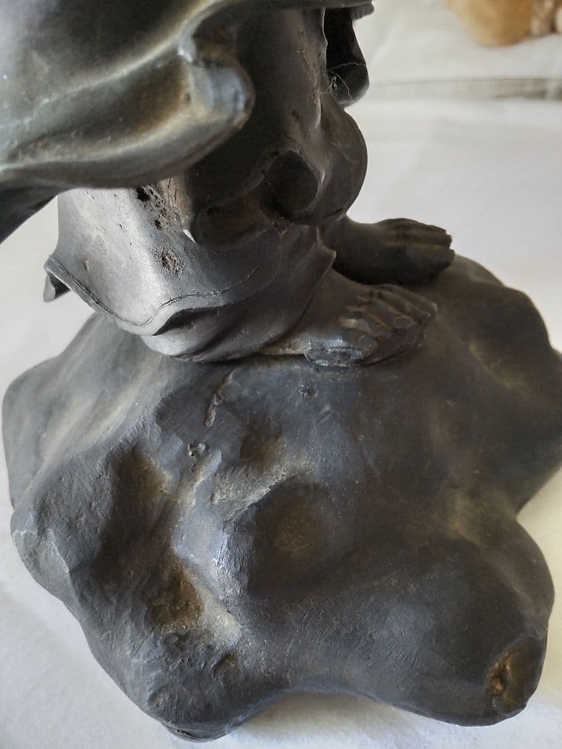 江戸時代-銀象嵌出山釈迦像-青銅製