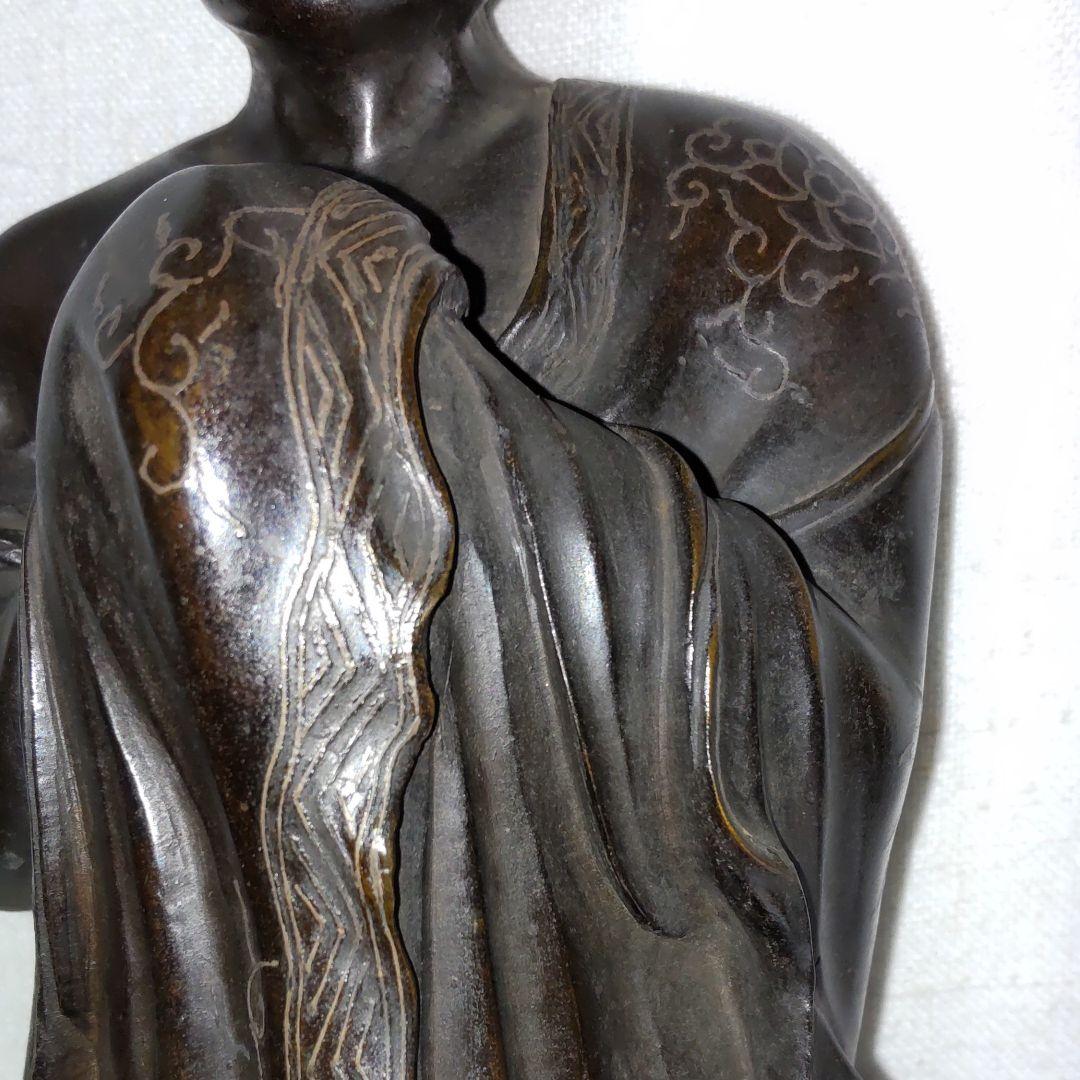 江戸時代-銀象嵌出山釈迦像-青銅製