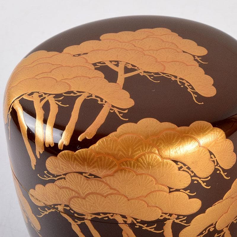 茶道具　蒔絵師　中村湖舟作　松蒔絵　棗　共箱　V　8815