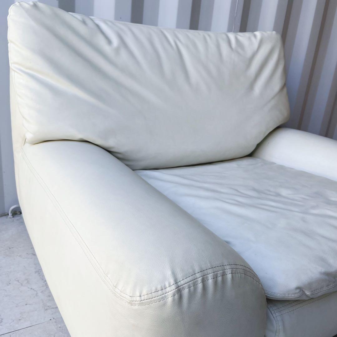 送料設置無料！アルフレックス ベンゴディ 本革ホワイトシングルアームソファ✨