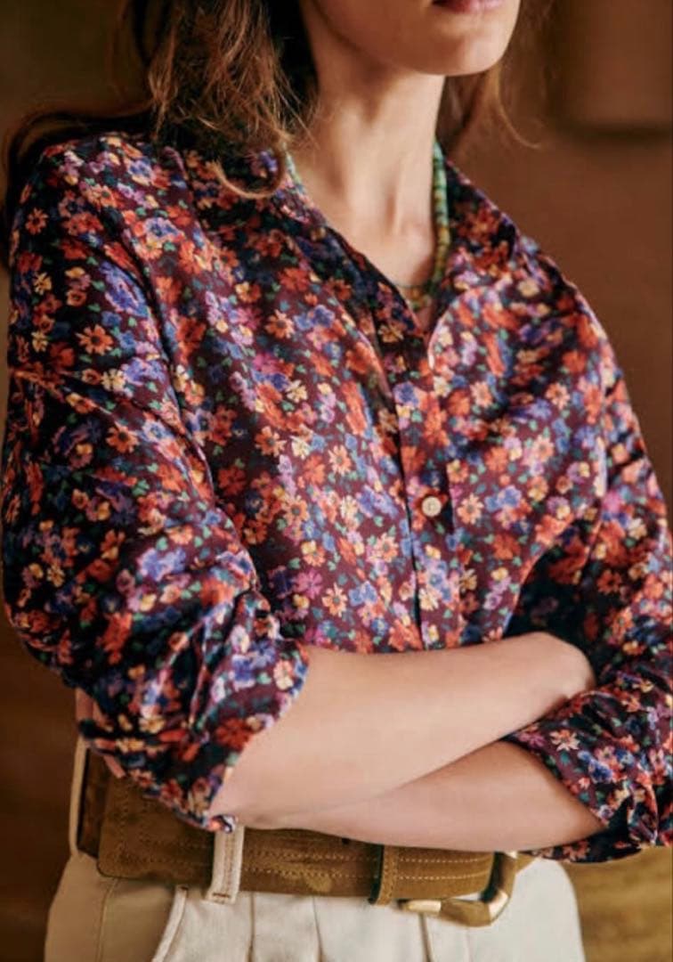 キャサリン妃愛用 SEZANE セザンヌ フラワーシャツ パープル　Sézane