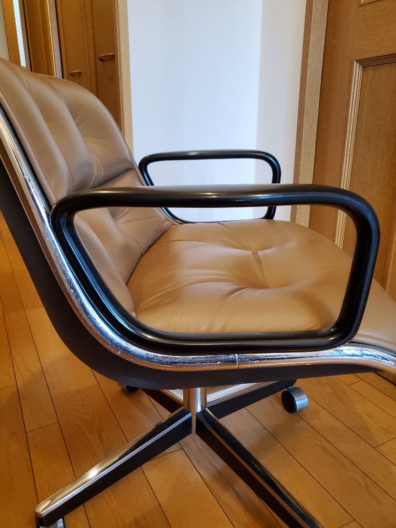 knoll ポロックチェア 4本脚 キャスター レザー　本革　オフィスチェア