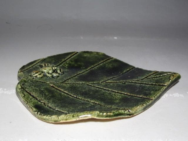 北大路魯山人 織部葉形皿 黒田陶々庵極めの名品ｔ704