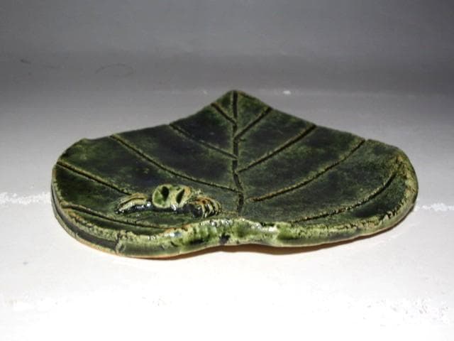 北大路魯山人 織部葉形皿 黒田陶々庵極めの名品ｔ704