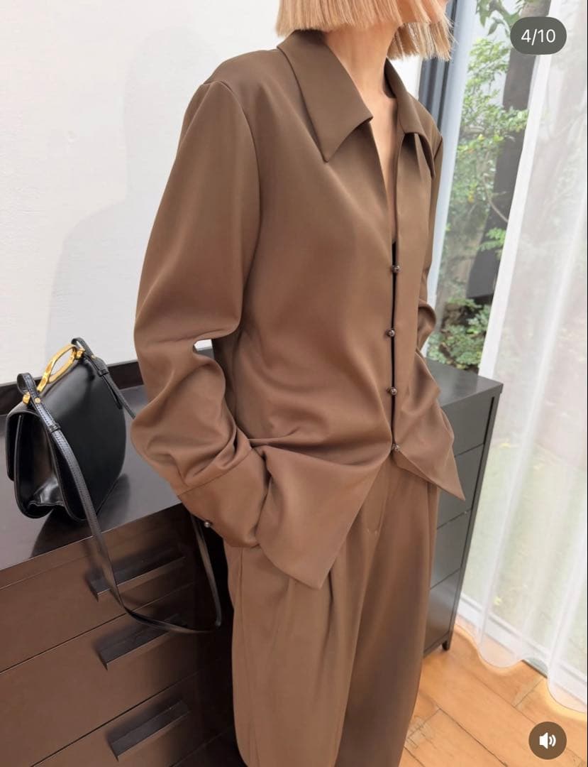 Open collar slim SH JK ブラック38