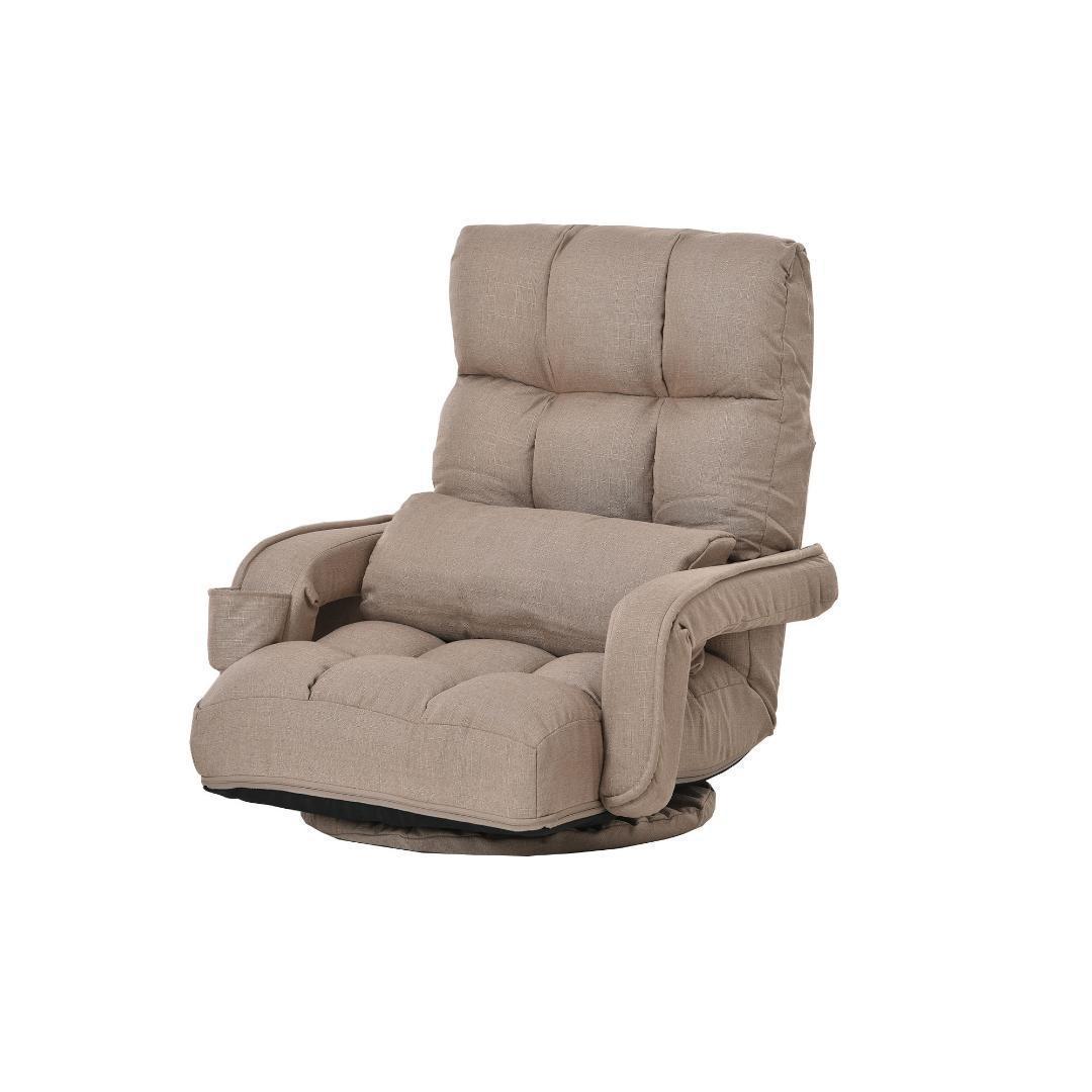 【コーヒー】回転式座椅子 肘掛け ハイバック 座いす リクライニング 1人掛