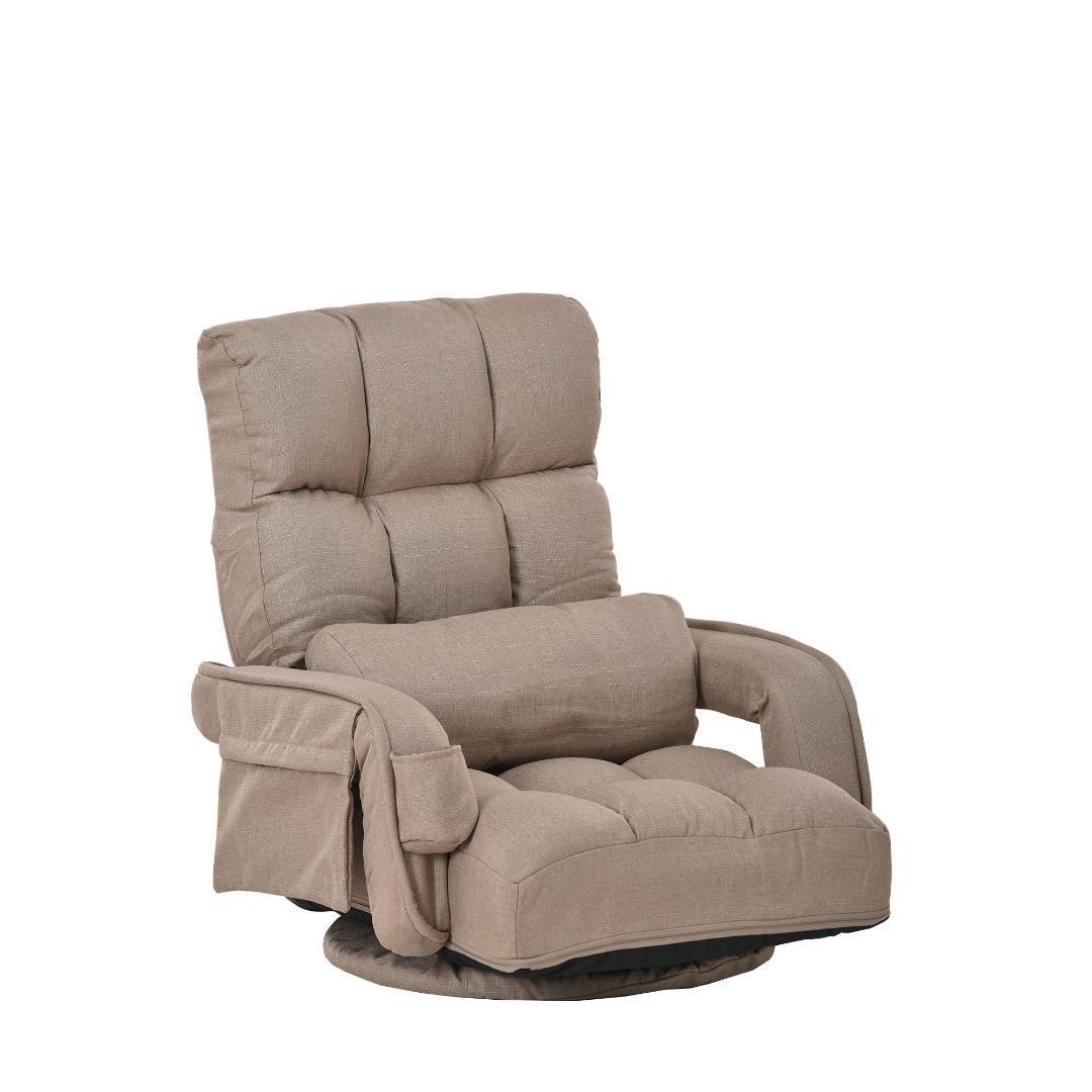 【コーヒー】回転式座椅子 肘掛け ハイバック 座いす リクライニング 1人掛