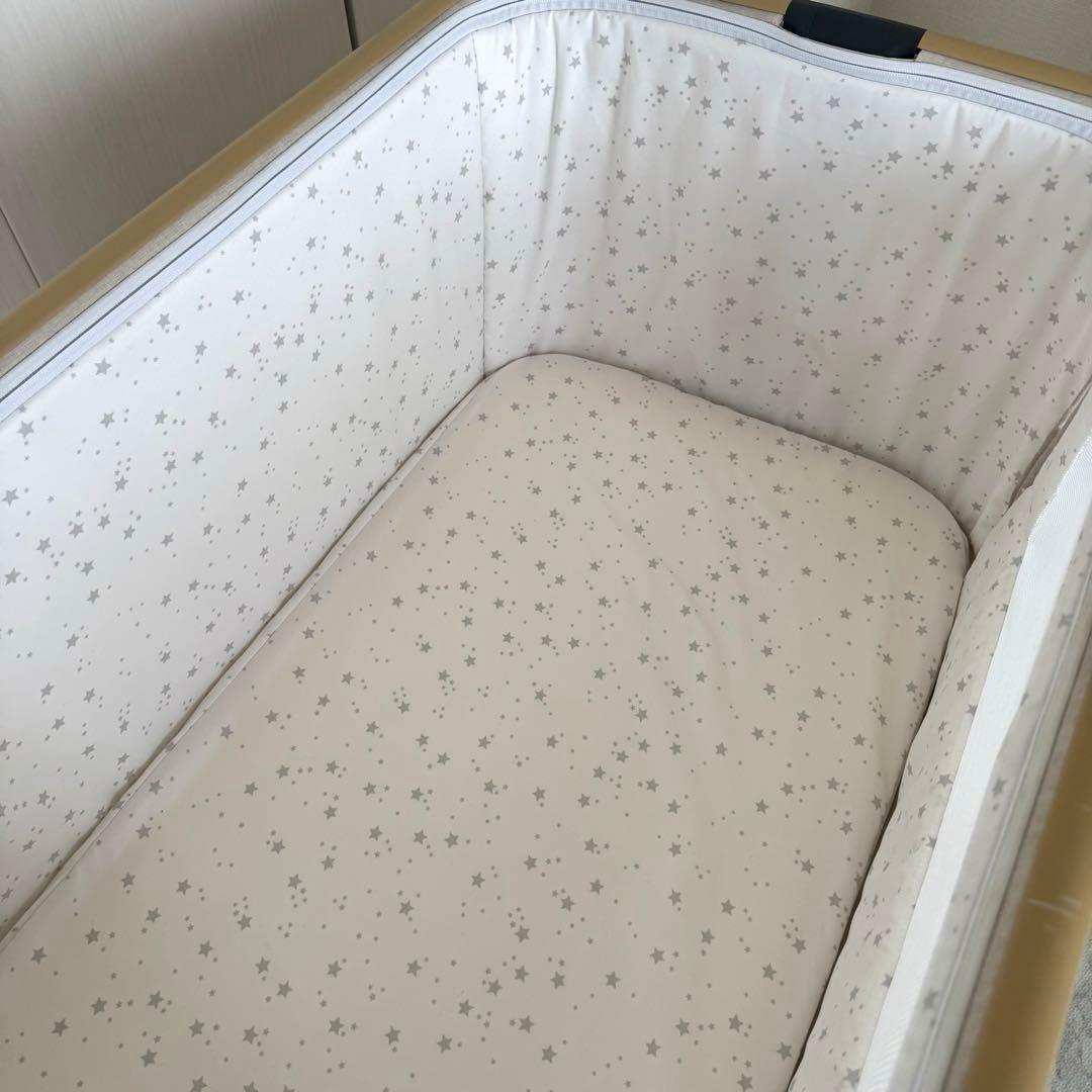 HZDMJベビーベッド＊折り畳み可＊高さ調節可＊ベージュ