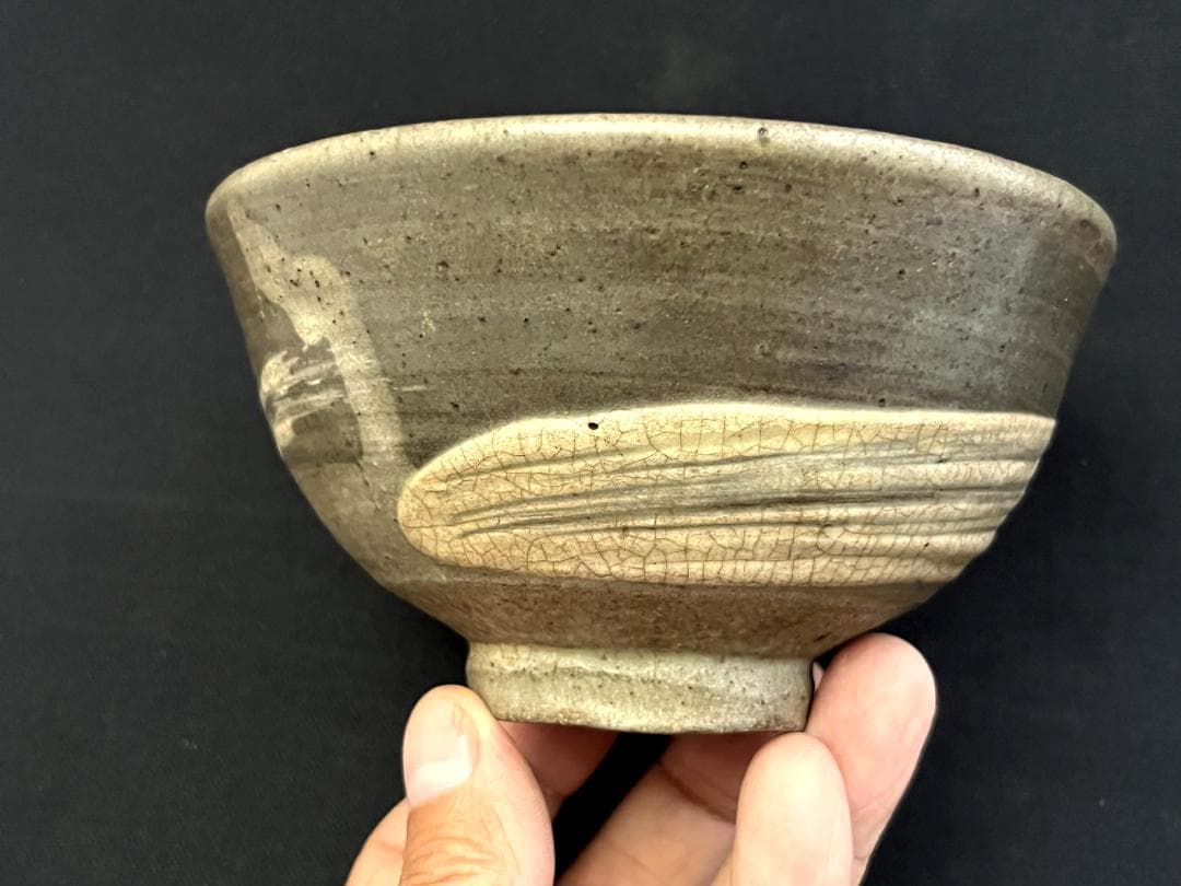 茶碗■古刷毛目 三島模様 江戸期 京焼三島手 古美術 時代物 骨董品■