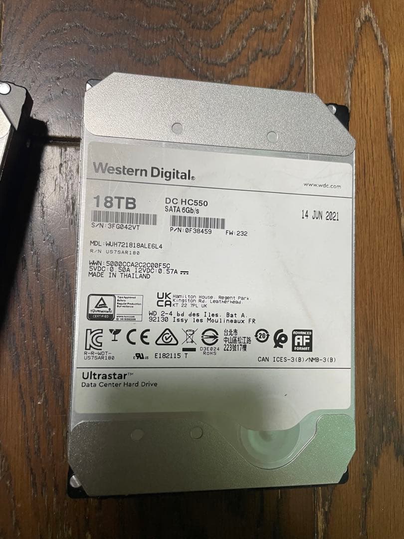2個セット36TB Western Digital 18TB*2