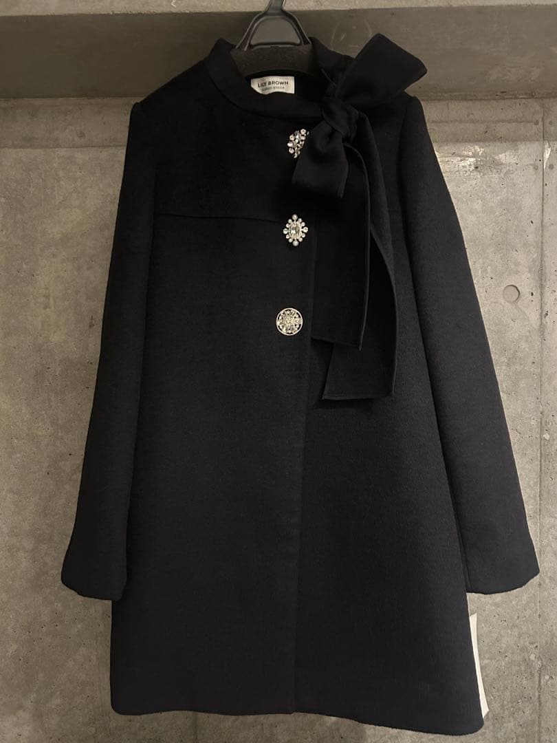 [L.B CANDY STOCK]Aラインビジューリボンコート