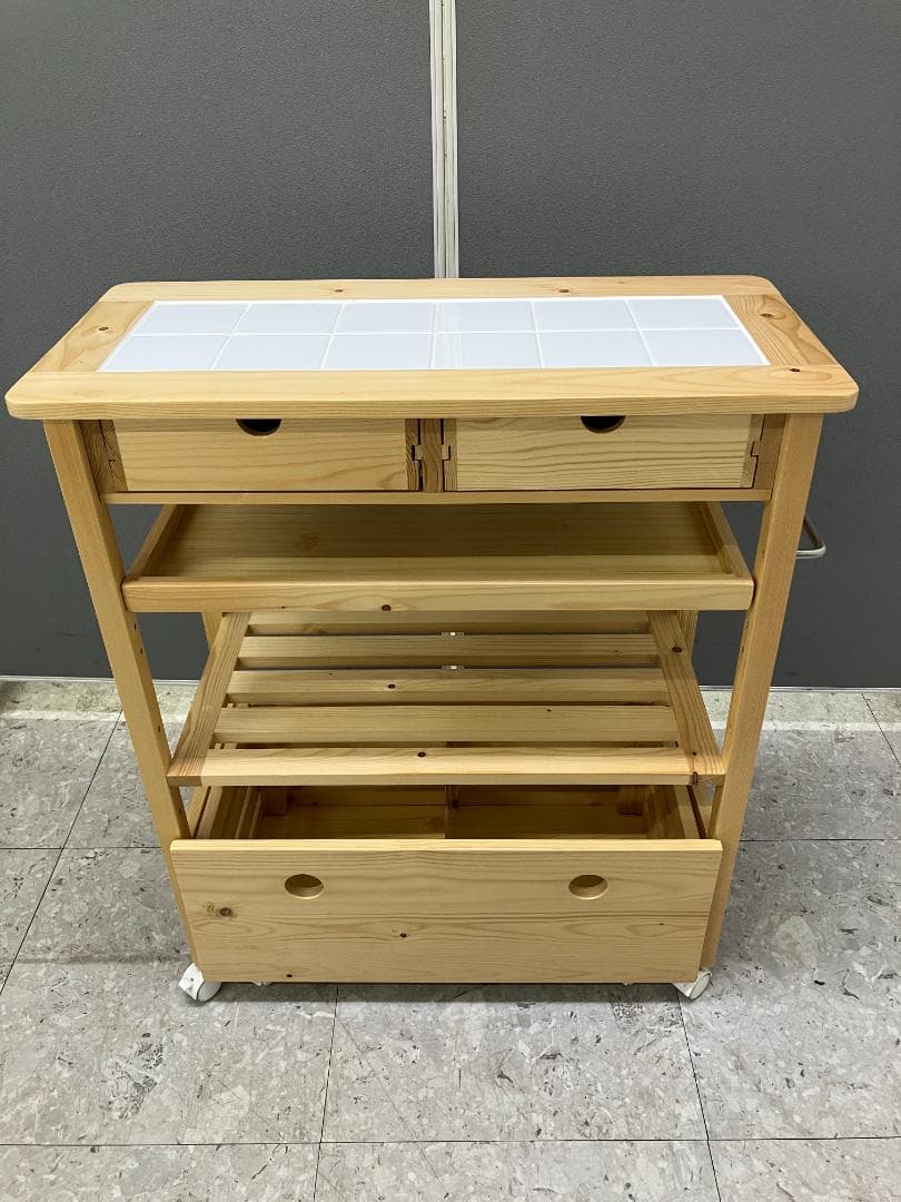 LOWYA キッチンワゴン キャスター付き ナチュラル