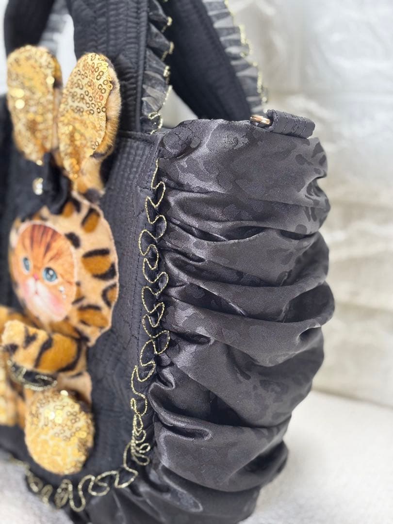 さ*ー様 コヤンイサムチョン　ハンドメイド　ギャザーバッグ　ヒョウ柄うさちゃん