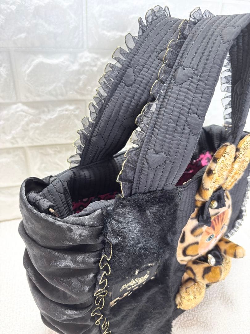 さ*ー様 コヤンイサムチョン　ハンドメイド　ギャザーバッグ　ヒョウ柄うさちゃん