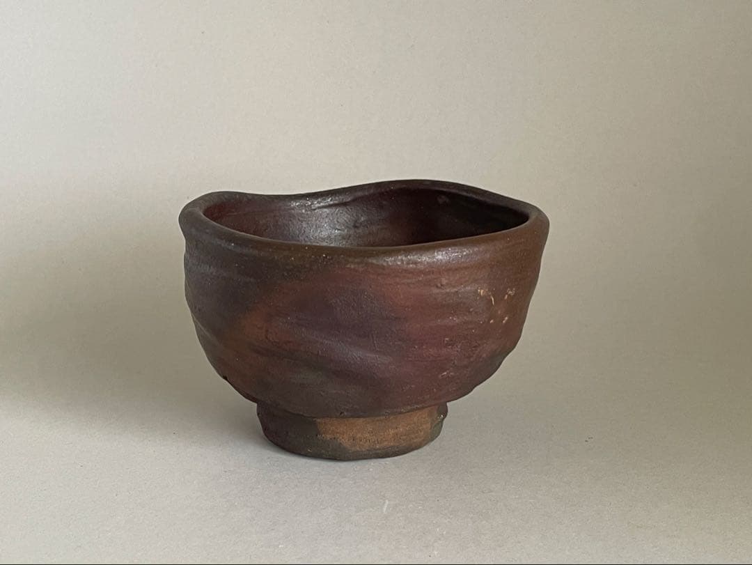 島武己(武巳) 茶碗 お碗 共箱付き やちむん 焼締め 茶道具　検索:國吉清尚