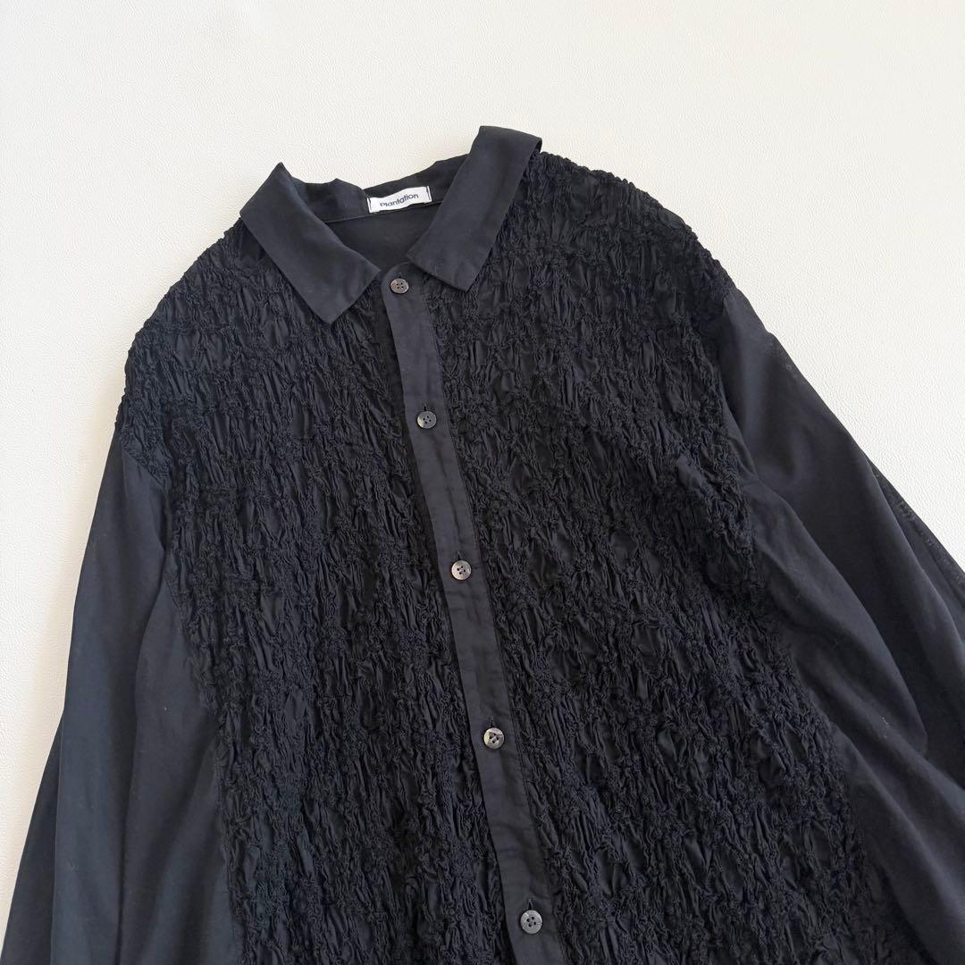 Plantation コットンワンピース 凹凸 くしゅくしゅ シャツワンピ