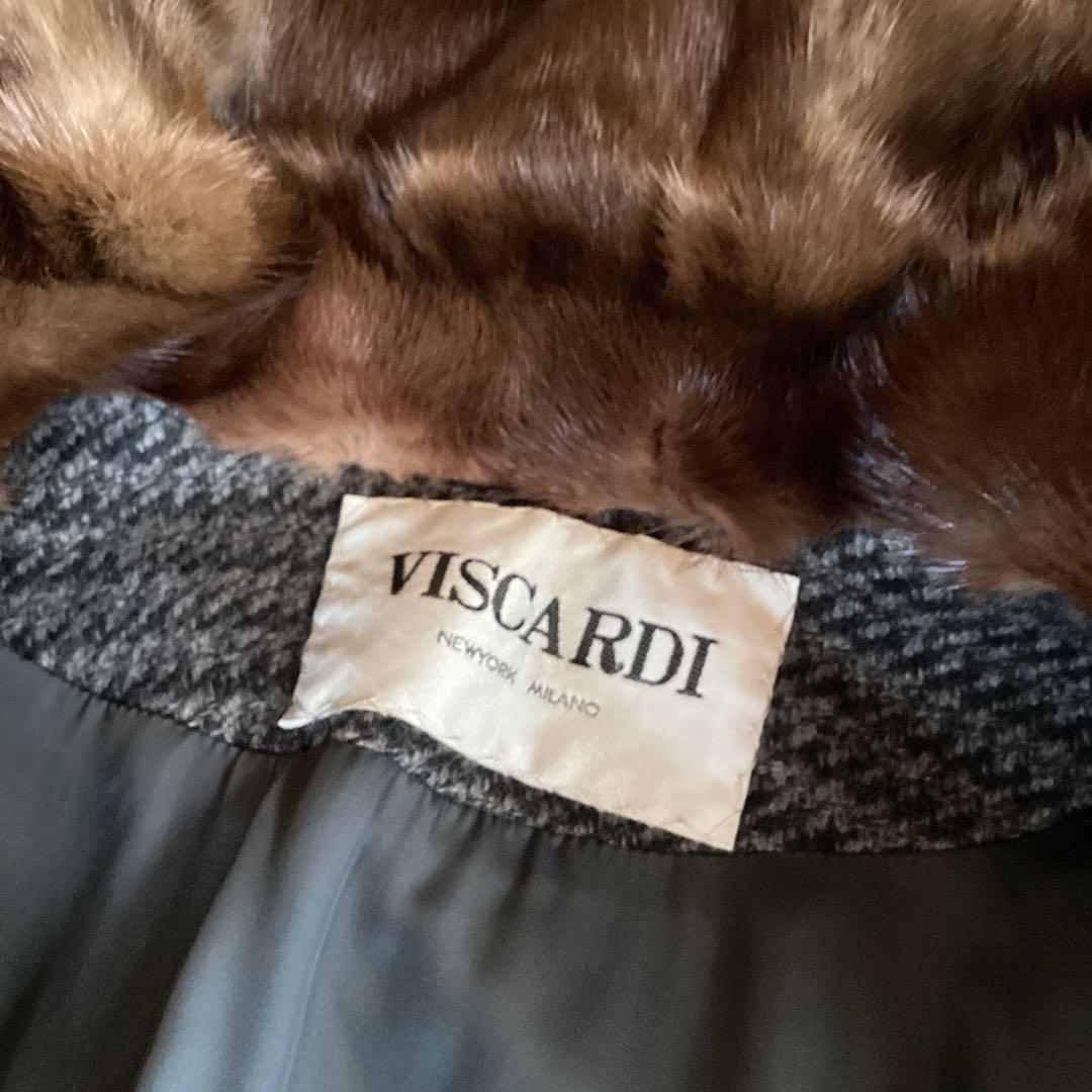 P 美品　VISCARDI カシミヤ100% Aラインコート